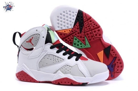 Meilleures Air Jordan 7 Blanc Gris Rouge Enfant