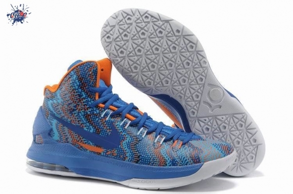 Meilleures Nike KD 5 Bleu Orange Blanc