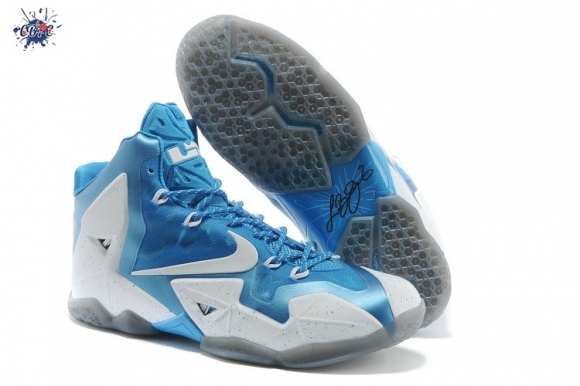 Meilleures Nike Lebron 11 Bleu Blanc Gris