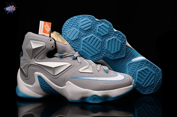 Meilleures Nike Lebron 13 Gris Blanc Bleu