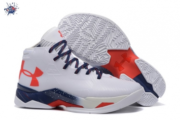 Meilleures Under Armour Curry 2.5 Blanc Foncé Bleu Rouge