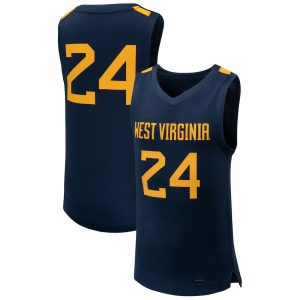24WestVirginiaMountaineersTeamReplicaBasketballJersey-Navy