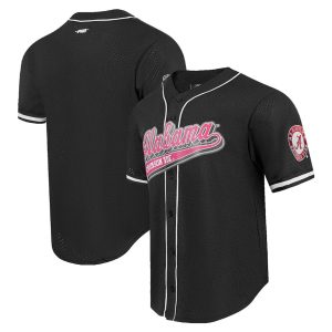 AlabamaCrimsonTideProStandardMeshFull-ButtonReplicaBaseballJersey-Black-1