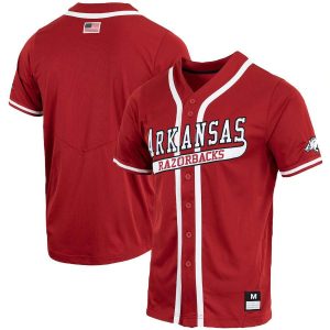 ArkansasRazorbacksNikeReplicaFull-ButtonBaseballJersey-Cardinal-1