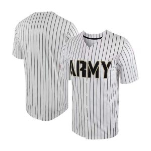 ArmyBlackKnightsPinstripeReplicaFull-ButtonBaseballJersey-White-Black