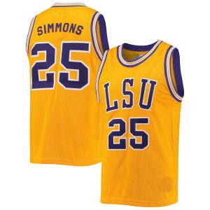 BenSimmonsLSUTigersOriginalRetroBrandCommemorativeClassicBasketballJersey-Gold