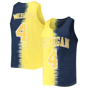 ChrisWebberMichiganWolverinesMitchell_NessName_NumberTie-DyeTankTop-MaizeNavy