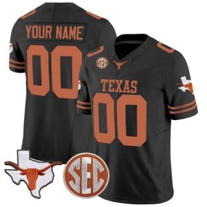 CustomTexasLonghornsActivePlayerBlackF.U.S.E.StateMap_SECPatchStitchedJersey-1