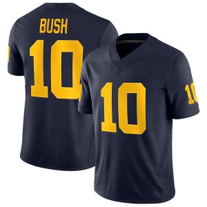 DevinBushMichiganWolverinesJordanBrandGameJersey-Navy