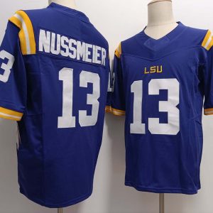 LSUTigers_13GarrettNussmeierPurpleFUSECollegeStitchedJersey