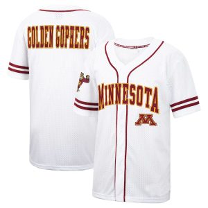 MinnesotaGoldenGophersColosseumFree-SpiritedFull-ButtonBaseballJersey-White