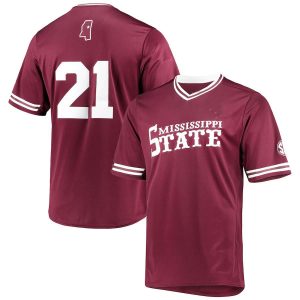 MississippiStateBulldogsadidasReplicaV-NeckBaseballJersey-Maroon