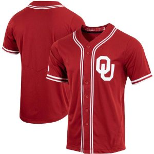 OklahomaSoonersNikeReplicaFull-ButtonBaseballJersey-Crimson