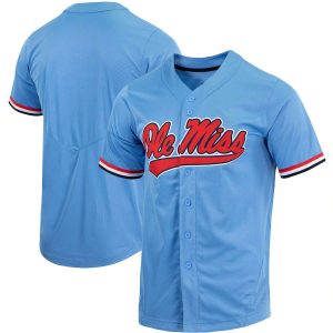 OleMissRebelsNikeReplicaFull-ButtonBaseballJersey-PowderBlue
