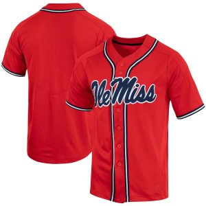OleMissRebelsNikeReplicaVaporEliteFull-ButtonBaseballJersey-Red