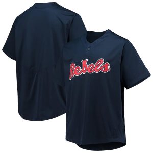 OleMissRebelsNikeTwo-ButtonReplicaBaseballJersey-Navy
