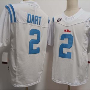 OleMissRebels_2JaxsonDartWhite2024F.U.S.EStitchedJersey