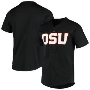 OregonStateBeaversNikeVaporUntouchableEliteReplicaFull-ButtonBaseballJersey-Black