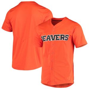 OregonStateBeaversNikeVaporUntouchableEliteReplicaFull-ButtonBaseballJersey-Orange