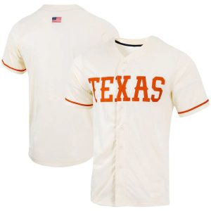 TexasLonghornsNikeReplicaFull-ButtonBaseballJersey-Natural