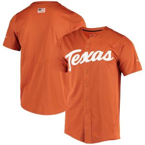 TexasLonghornsNikeVaporUntouchableEliteReplicaFull-ButtonBaseballJersey-TexasOrange